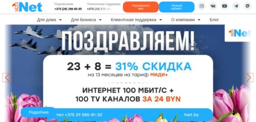 Скриншот настольной версии сайта 1net.by