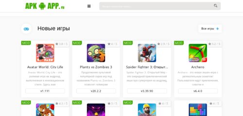 Скриншот настольной версии сайта apkapp.ru