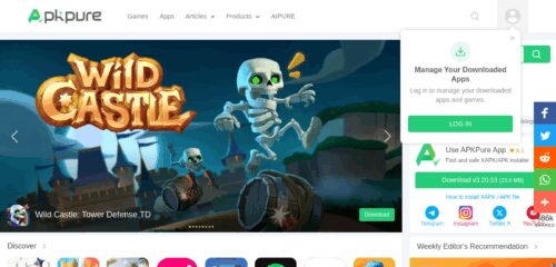 Скриншот настольной версии сайта apkpure.com