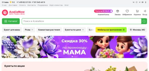 Скриншот настольной версии сайта azalianow.ru