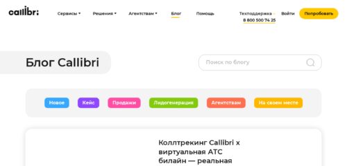 Скриншот настольной версии сайта blog.callibri.ru