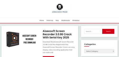 Скриншот настольной версии сайта crackedmod.com