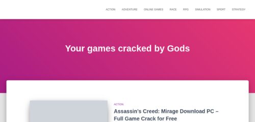 Скриншот настольной версии сайта crackgods.com