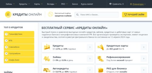 Скриншот настольной версии сайта credits-on-line.ru