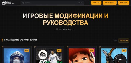 Скриншот настольной версии сайта csgo-guides.ru