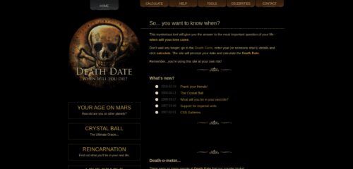 Скриншот настольной версии сайта deathdate.info