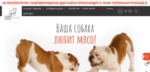 Скриншот настольной версии сайта dog-food.su