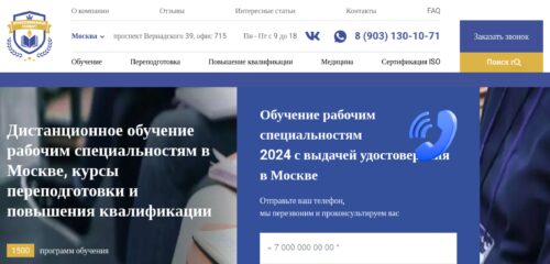 Скриншот настольной версии сайта dpo-standart.ru