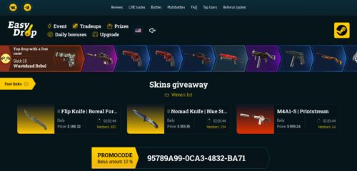 Скриншот настольной версии сайта easydrop.run