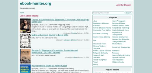 Скриншот настольной версии сайта ebook-hunter.org