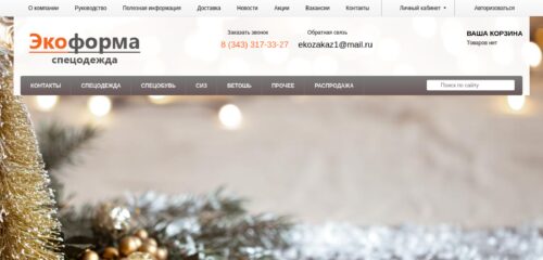 Скриншот настольной версии сайта ekoforma66.ru