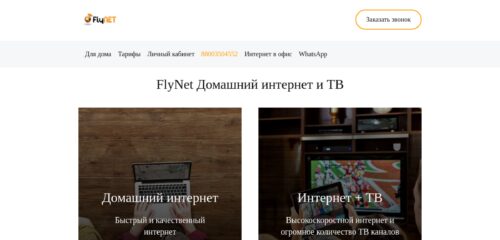 Скриншот настольной версии сайта fly-net.online