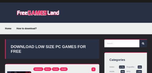 Скриншот настольной версии сайта freegamesland.net