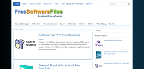 Скриншот настольной версии сайта freesoftwarefiles.com