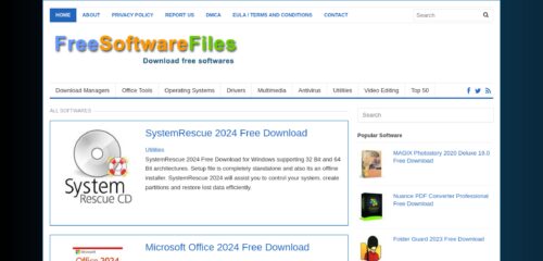 Скриншот настольной версии сайта freesoftwarefiles.com