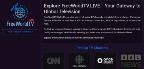 Скриншот настольной версии сайта freeworldtv.live