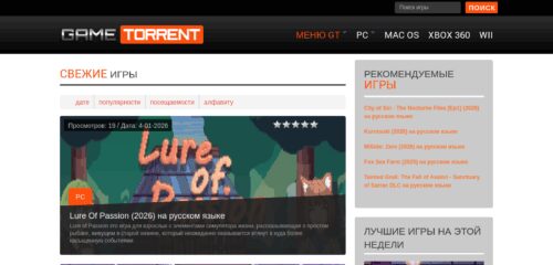 Скриншот настольной версии сайта gametorrent.ru