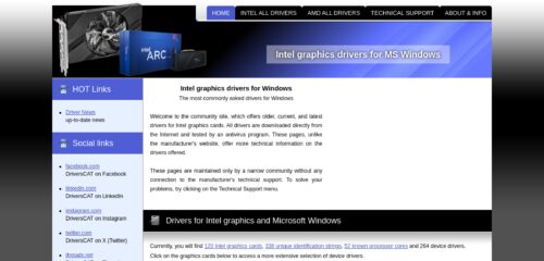 Скриншот настольной версии сайта graphics-drivers.eu