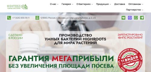 Скриншот настольной версии сайта highroots.ru