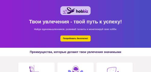 Скриншот настольной версии сайта hobbiz.ru