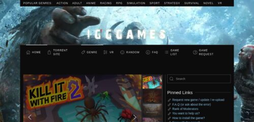 Скриншот настольной версии сайта igg-games.com