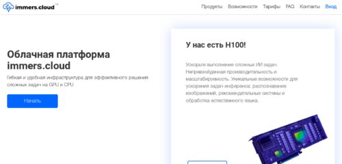 Скриншот настольной версии сайта immers.cloud