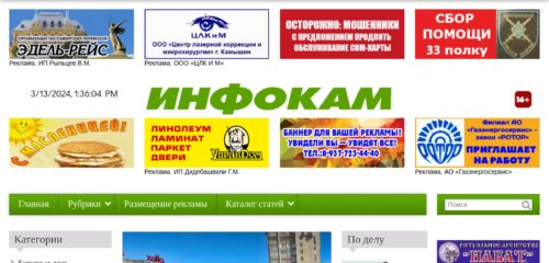 Скриншот настольной версии сайта infokam.su