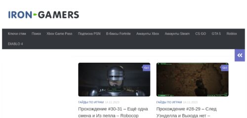 Скриншот настольной версии сайта irongamers.ru