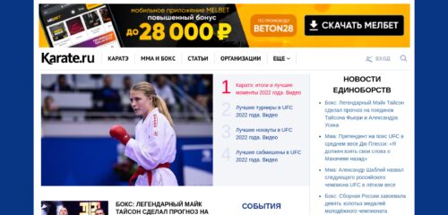 Скриншот настольной версии сайта karate.ru