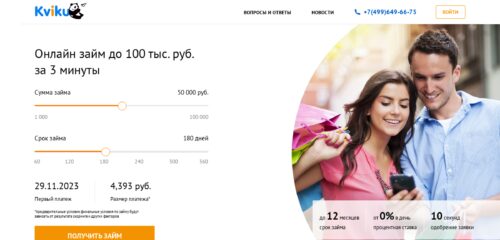 Скриншот настольной версии сайта kviku.ru