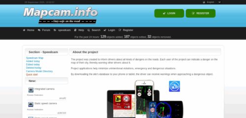 Скриншот настольной версии сайта mapcam.info