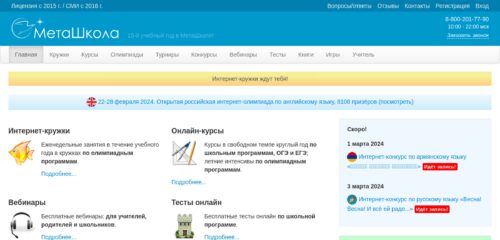 Скриншот настольной версии сайта metaschool.ru