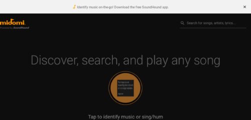 Скриншот настольной версии сайта midomi.com