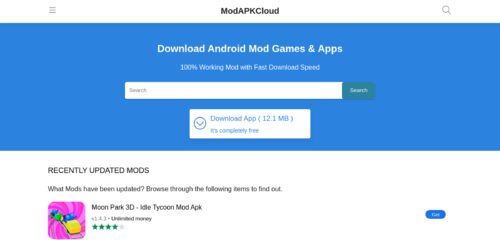 Скриншот настольной версии сайта modapkcloud.com