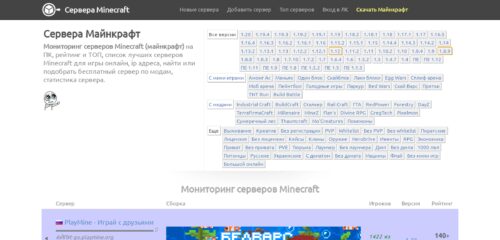 Скриншот настольной версии сайта monitoringminecraft.ru