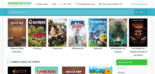 Скриншот настольной версии сайта moreigr.org