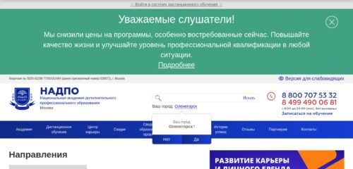 Скриншот настольной версии сайта nadpo.ru
