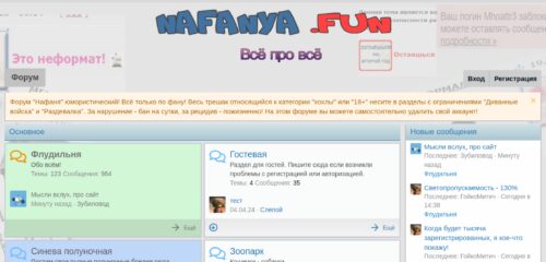 Скриншот настольной версии сайта nafanya.fun