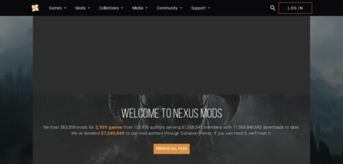 Скриншот настольной версии сайта nexusmods.com