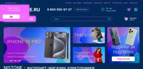 Скриншот настольной версии сайта nistone.ru