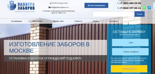 Скриншот настольной версии сайта palitrazaborov.ru