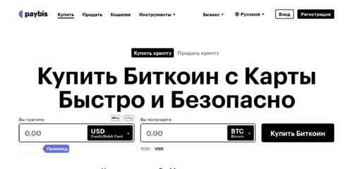 Скриншот настольной версии сайта paybis.com