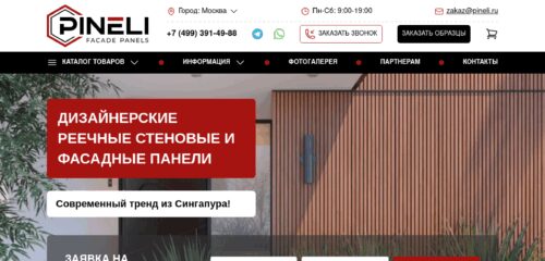 Скриншот настольной версии сайта pineli.ru