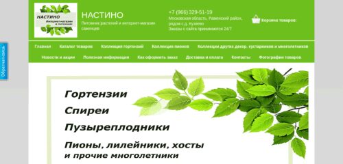 Скриншот настольной версии сайта pitomnik-nastino.ru