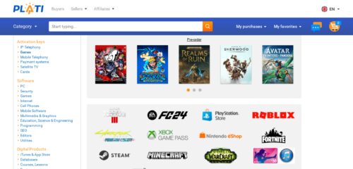 Скриншот настольной версии сайта plati.ru