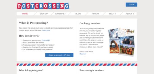 Скриншот настольной версии сайта postcrossing.com