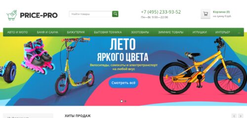 Скриншот настольной версии сайта price-pro.ru