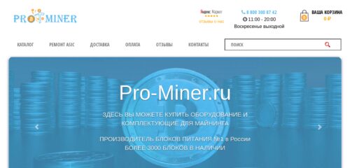 Скриншот настольной версии сайта pro-miner.ru