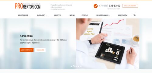 Скриншот настольной версии сайта prorektor.com