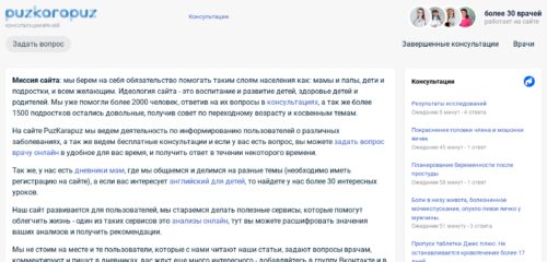 Скриншот настольной версии сайта puzkarapuz.ru